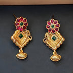 JS Fashion Antique High Gold with Green Accent Party Wear Necklace Set | Grocsy