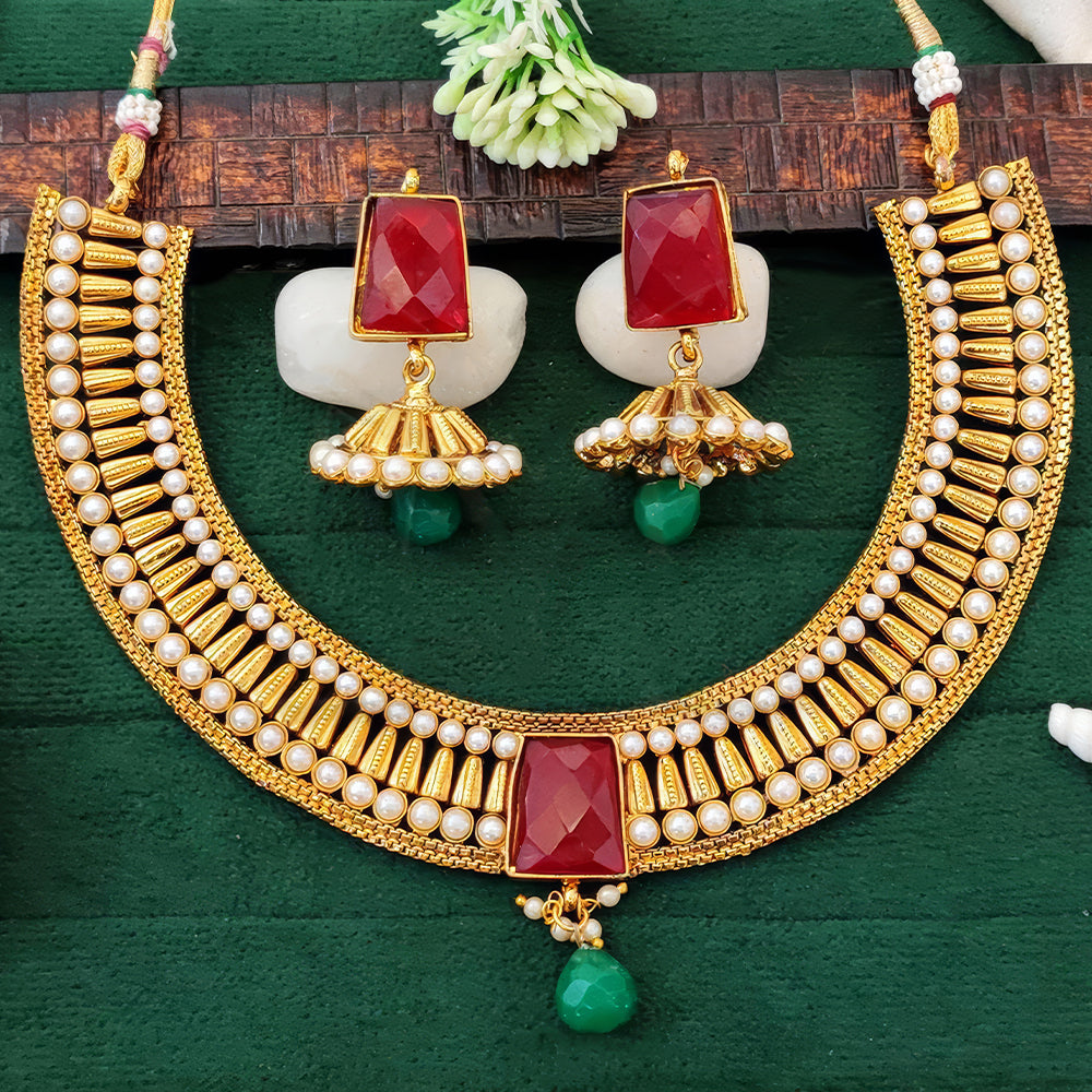 JS Fashion Center Chakor Shape Traditional Necklace | Grocsy