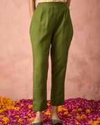 Dwija Fashion A-Line Kurti Parampara Silk Embroidered Green Color Kurti With Pant And Dupatta | Grocsy