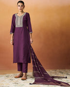 Dwija Fashion A-Line Kurti Parampara Silk Embroidered Green Color Kurti With Pant And Dupatta | Grocsy
