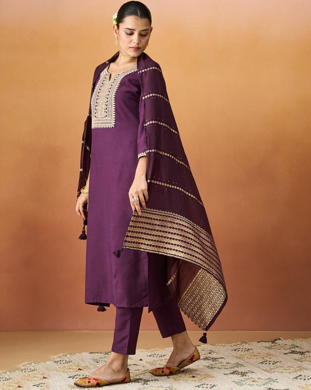 Dwija Fashion A-Line Kurti Parampara Silk Embroidered Green Color Kurti With Pant And Dupatta | Grocsy