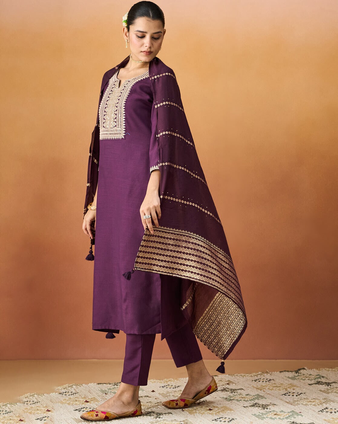 Dwija Fashion A-Line Kurti Parampara Silk Embroidered Green Color Kurti With Pant And Dupatta | Grocsy