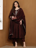 Dwija Fashion Anarkali Kurti Vichitra Silk Embroidered Brown Color Kurti With Pant And Dupatta | Grocsy