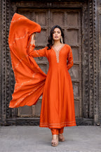 Dwija Fashion Anarkali Kurti Vichitra Silk Embroidered Maroon Color Kurti With Pant And Dupatta | Grocsy