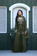 Dwija Fashion Short Kurti Crepe Embroidered Lime Green Color Kurti With Palazzo And Dupatta | Grocsy