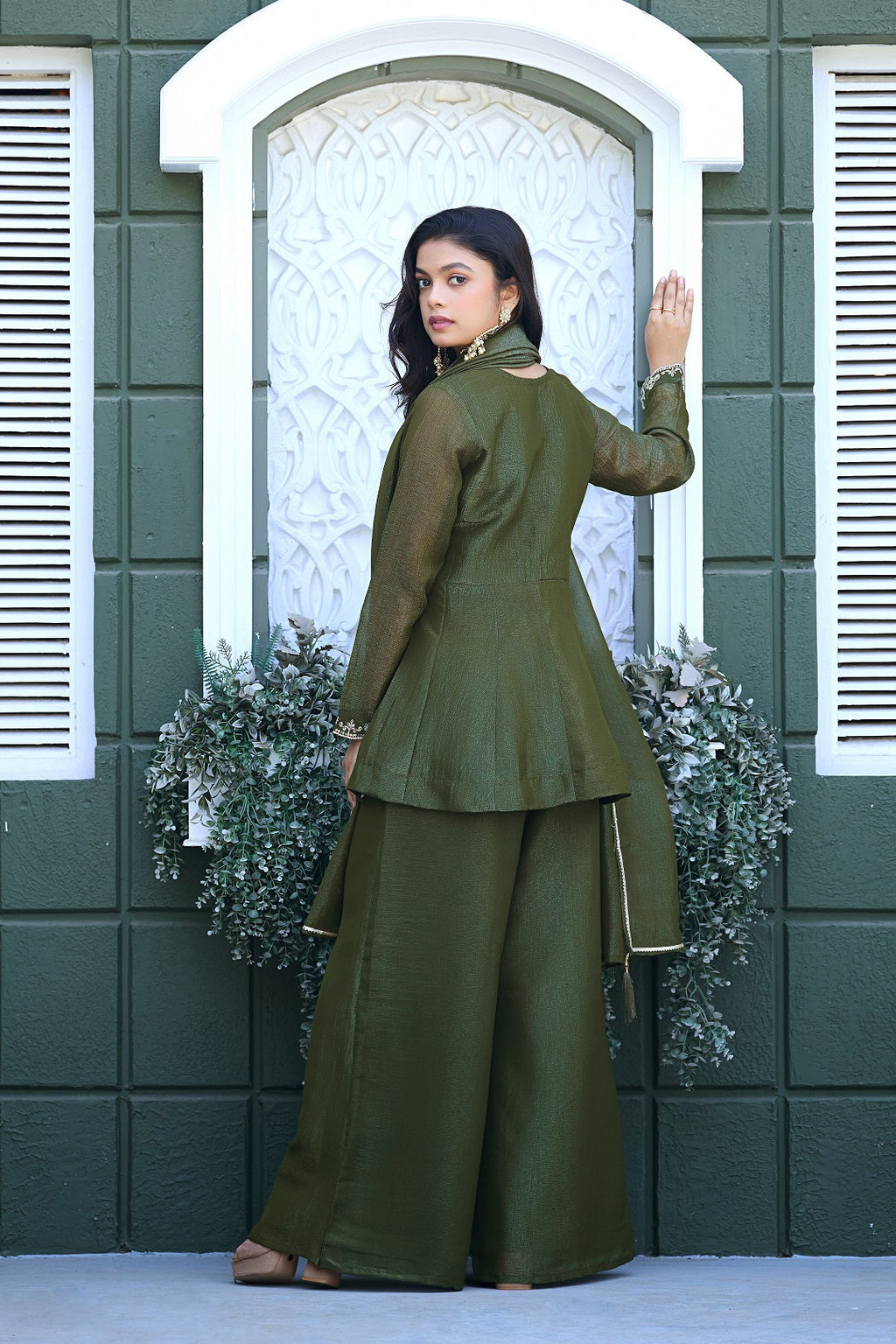 Dwija Fashion Short Kurti Crepe Embroidered Lime Green Color Kurti With Palazzo And Dupatta | Grocsy