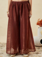 Dwija Fashion Short Kurti Crepe Embroidered Brown Color Kurti With Palazzo And Dupatta | Grocsy