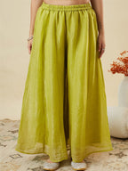 Dwija Fashion Short Kurti Crepe Embroidered Lime Green Color Kurti With Palazzo And Dupatta | Grocsy
