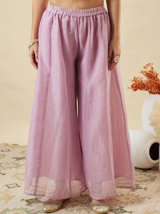 Dwija Fashion Short Kurti Crepe Embroidered Lavender Color Kurti With Palazzo And Dupatta | Grocsy