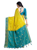 Mimosa Women's Yellow Mysore Silk Crepe Saree With Blouse | Grocsy