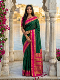 Shree Shyam Fashion Dark Green Silk Blend Saree | Grocsy