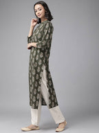 Yufta Green And off White Kurta And Palazzo Set | Grocsy