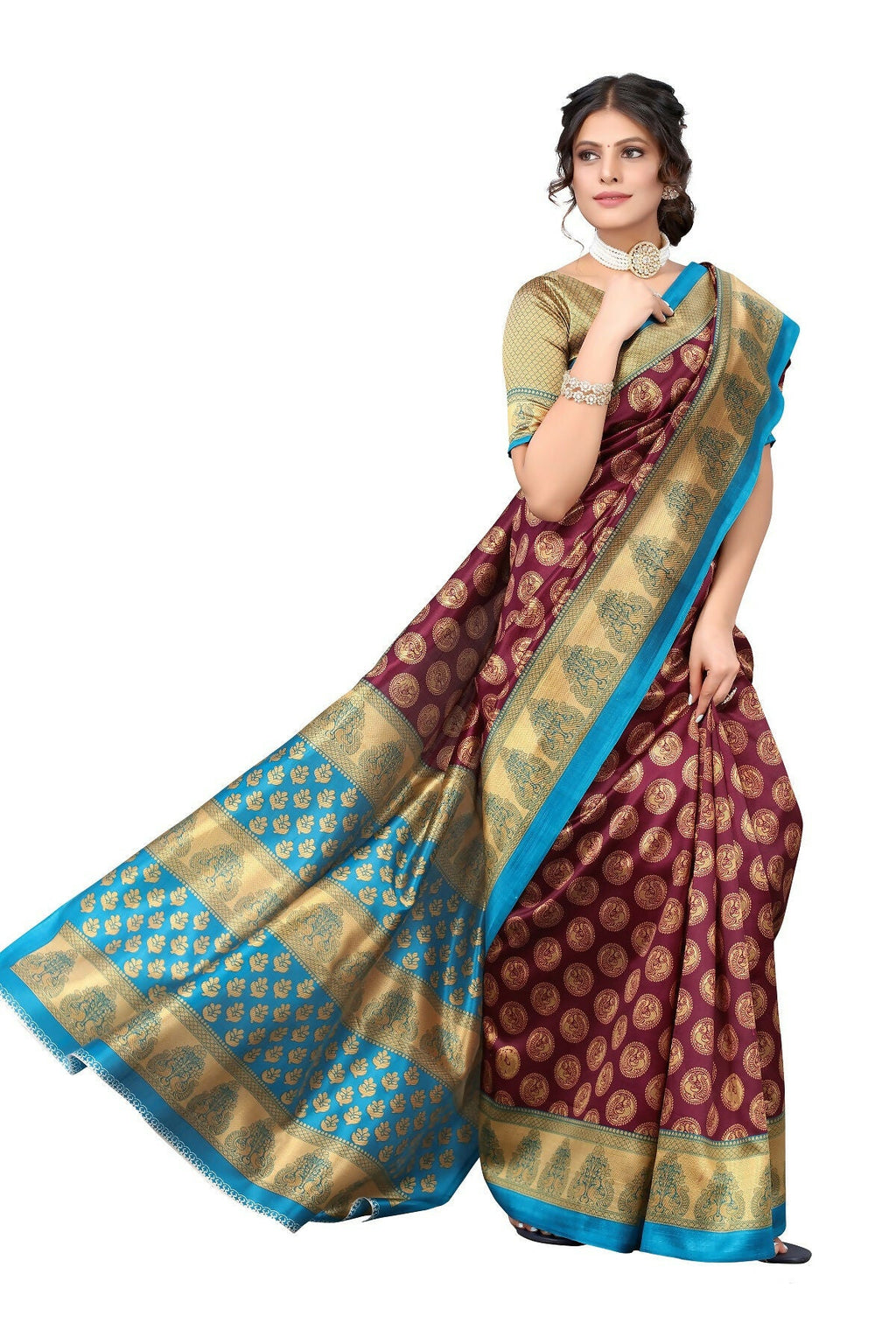 Vamika purple Printed Art Silk Saree | Grocsy