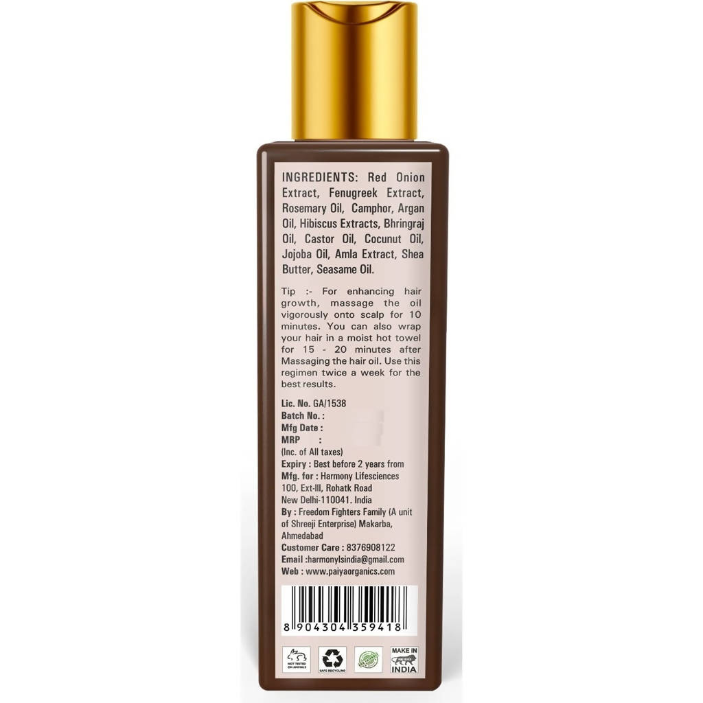 Paiya Organics Red Onion Oil For Hair Growth | Grocsy