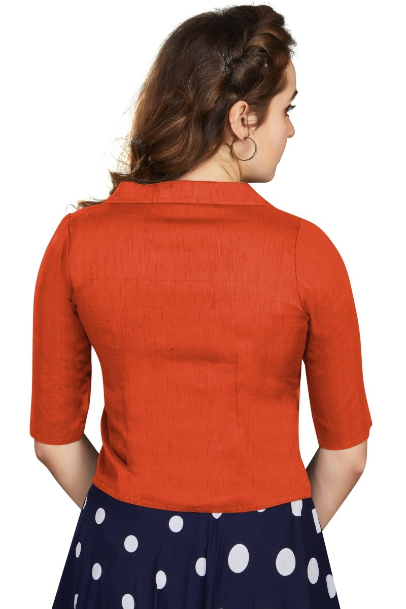 Aastha Fashion Women's Women's Orange Art Silk Button Readymade Blouse | Grocsy
