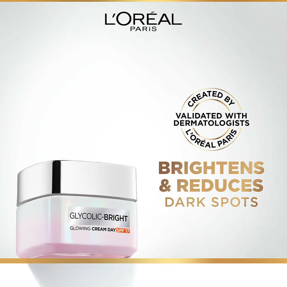 L'Oreal Paris Glycolic Acid Glowing And Protecting CSMS (Cleanser, Serum, Moisturizer, Sunscreen) Regime Kit | Grocsy
