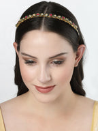 NVR Women's Multi colour Kundan Gold-Polished Embellished Hairband | Grocsy