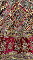 Jyoti Fashion Women's Purple Velvet Golden Gotta, Multi Thread Embroidered with Diamond Work Wedding Lehenga Choli | Grocsy