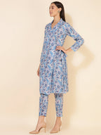 Janasya Women's White Cotton Floral Printed Casual Wrap Style Co-ords | Grocsy