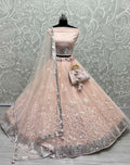 Jyoti Fashion Women's Peach Bridal Net Fancy Sequins with Multi Thread Embroidered Wedding Lehenga Choli | Grocsy