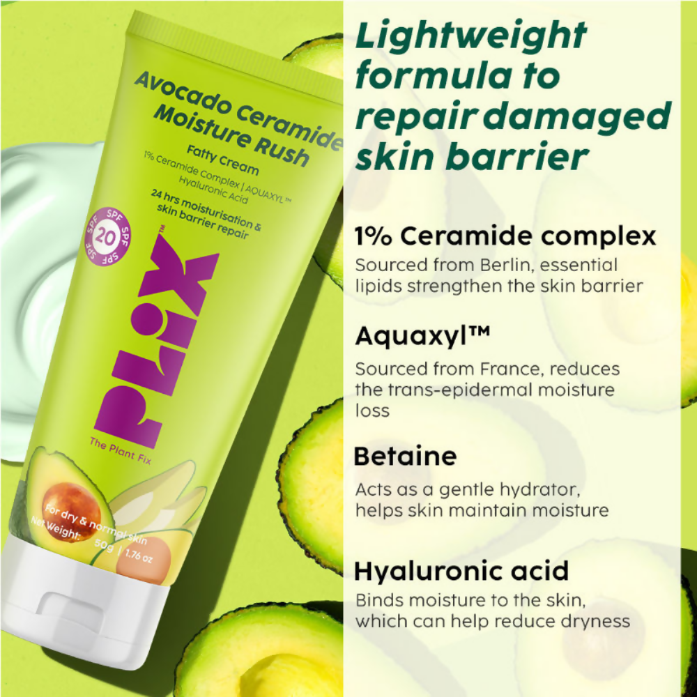 PLIX The Plant Fix Avocado Ceramide Moisture Rush Skincare Duo - Serum & Cream | Grocsy
