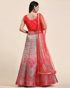 Red Organza Mirror With Coding Work Lehenga Choli with Dupatta - Tanya | Grocsy