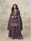 Anaita Wine Simar with Embroidery Multi & Zarkhan Work Readymade Palazzo suit | Grocsy