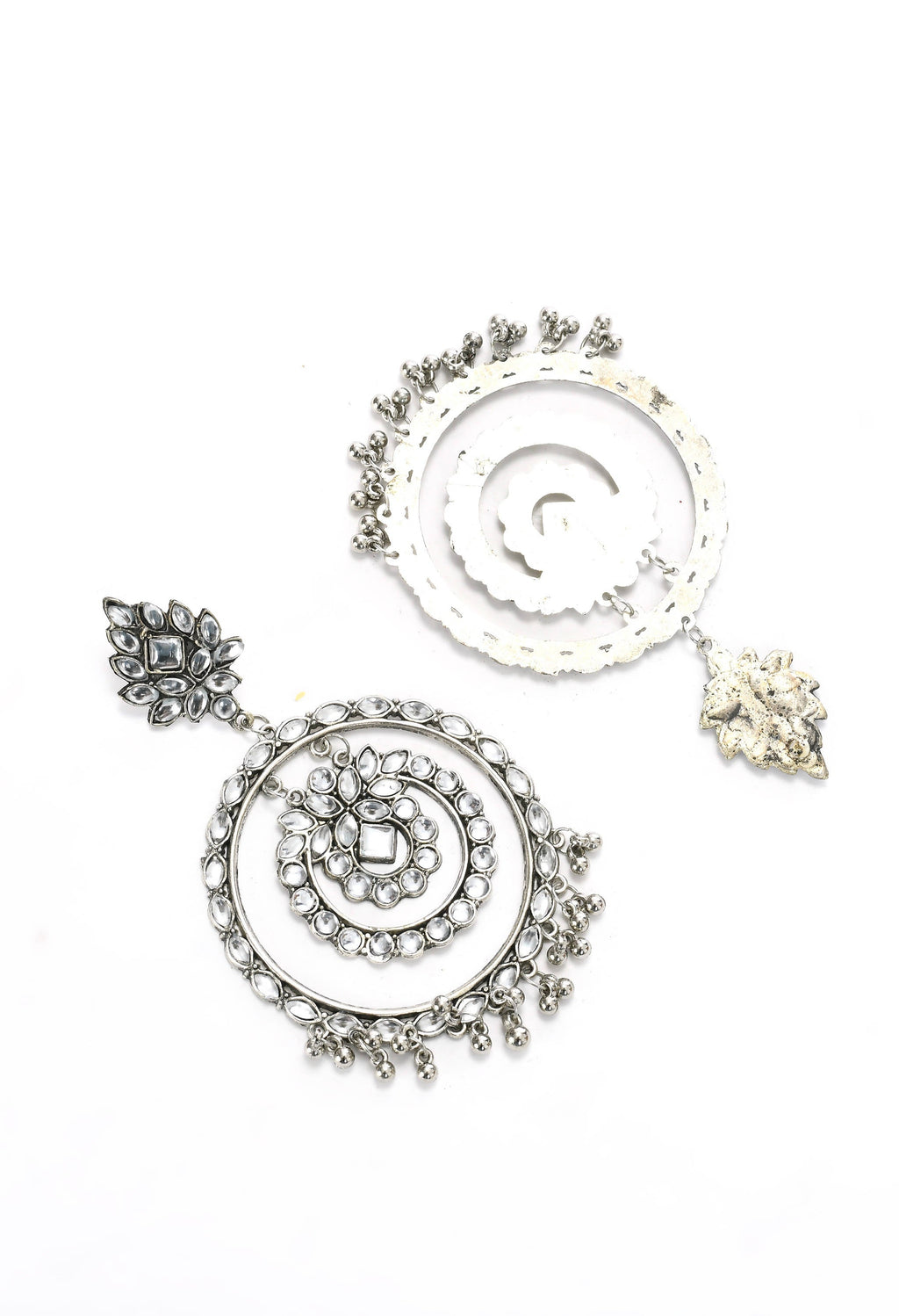 Mominos Fashion Johar Kamal Women's White Kundan Circles Earrings