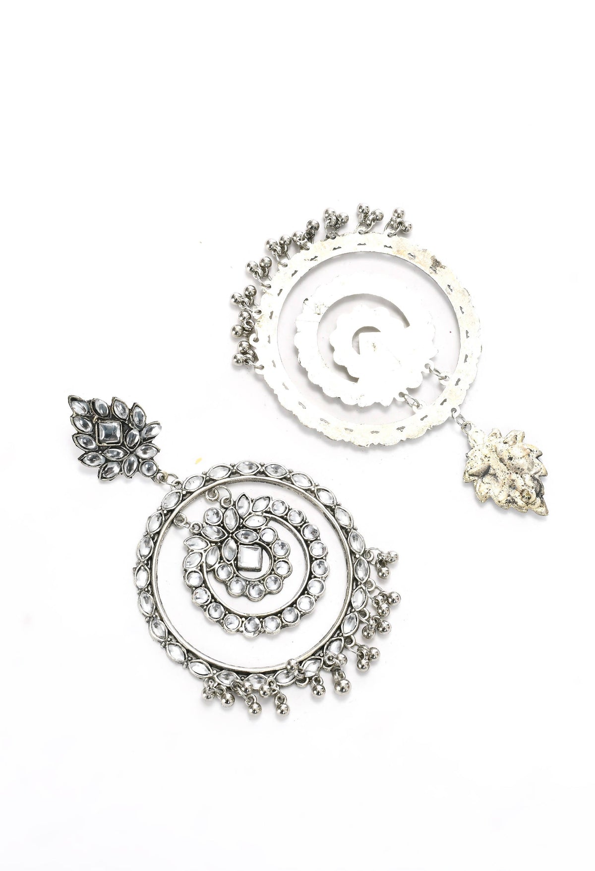 Mominos Fashion Johar Kamal Women's White Kundan Circles Earrings