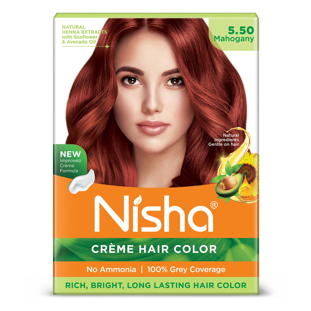 Nisha Creme Hair Color for Women - Mahogany | Grocsy
