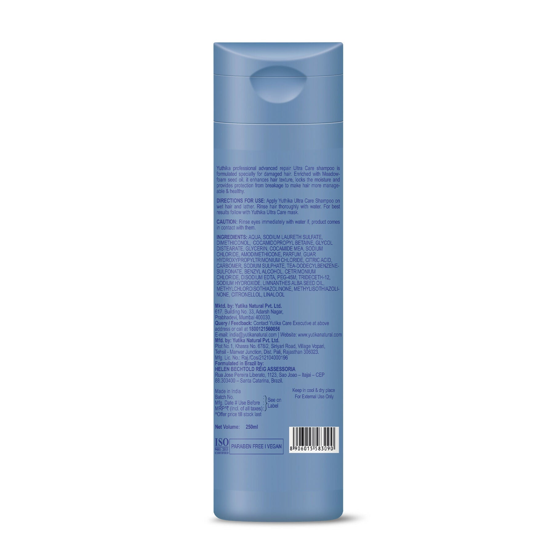 Yuthika Professional Ultra Care Shampoo For Women & Men With Meadfoam Seed Oil | Grocsy