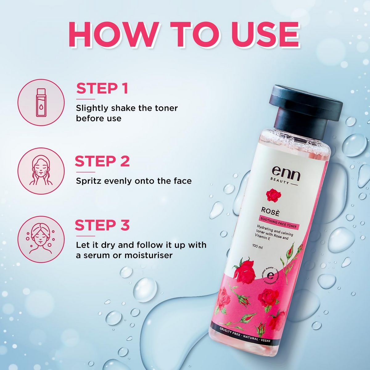 Enn Rose Water Soothing Face Toner With Natural Rose & Vitamin E For Pore Tightening | Grocsy