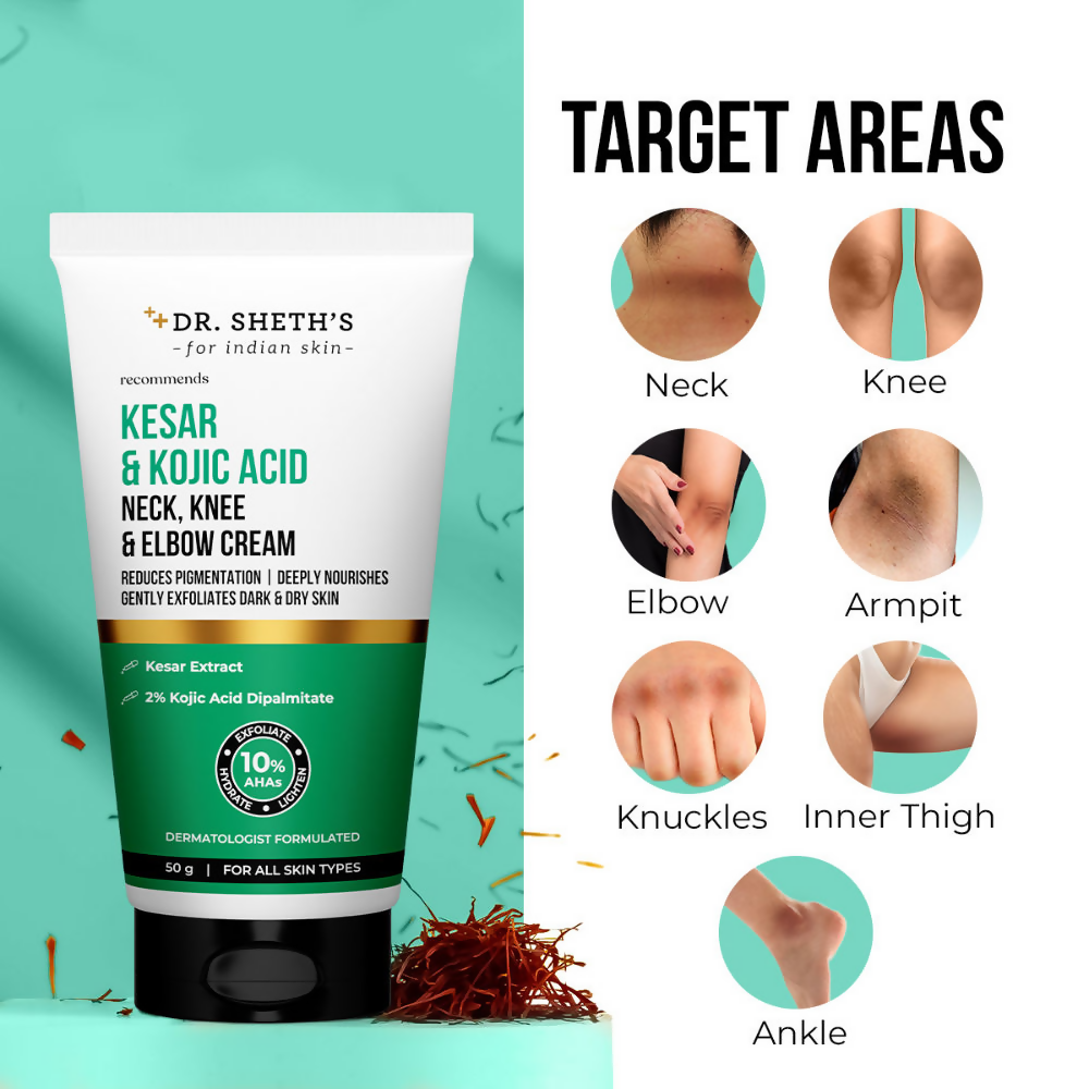 Dr. Sheth's Kesar & Kojic Acid Neck Knee & Elbow Cream | Grocsy