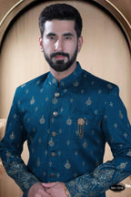 Joban Fashion Men's Blue Base Silk Kurta with Pyjama | Grocsy