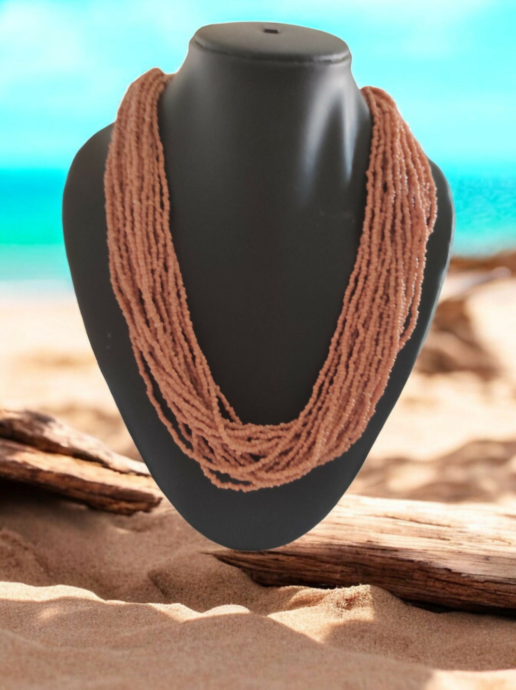 Inhanns Handmade Beaded Multilayer Necklace, 20 Layers - Sandalwood | Grocsy