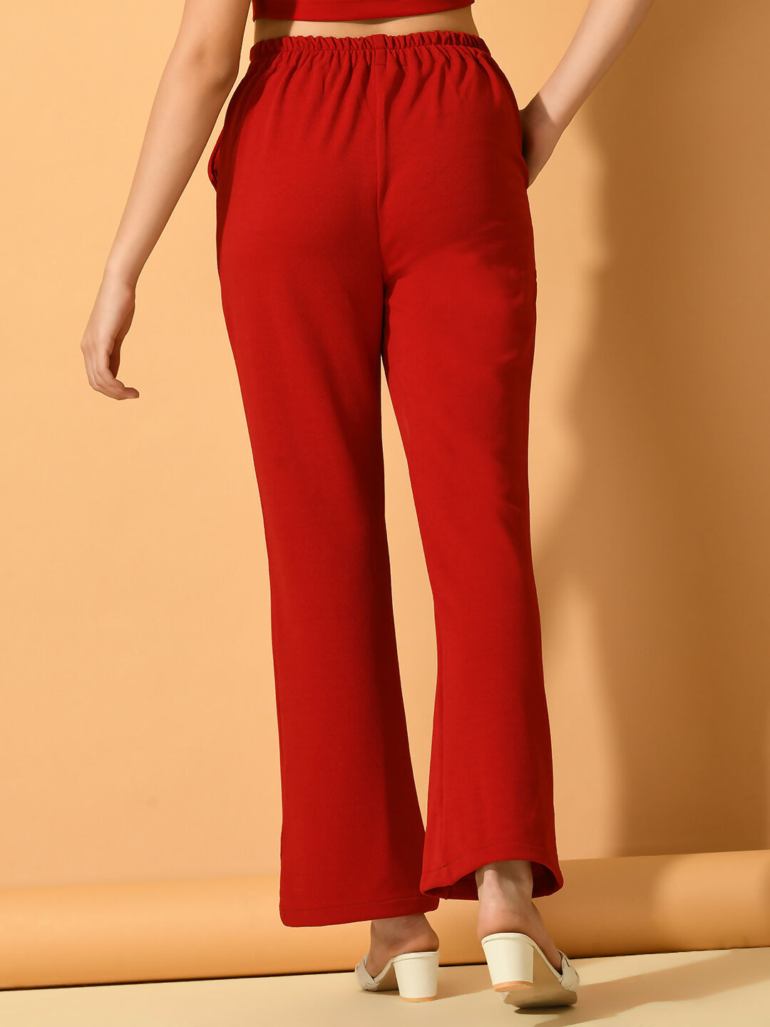 Myshka Women's Red Solid Top With Trousers | Grocsy