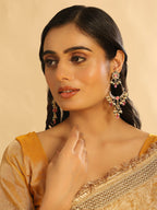 Nuyug 22K Gold Plated Crescent Kundan Drop Pink Stone Chandbali Earrings | Grocsy