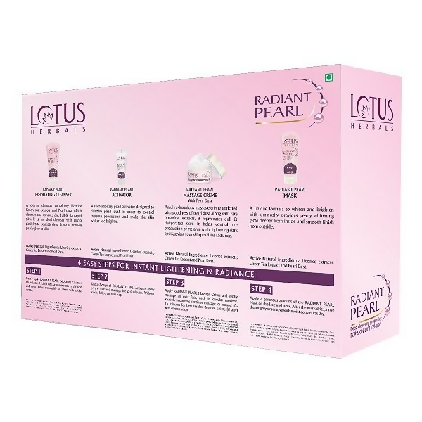 Lotus Herbals Radiant Pearl Cellular Lightening Facial Kit (170g) | Grocsy