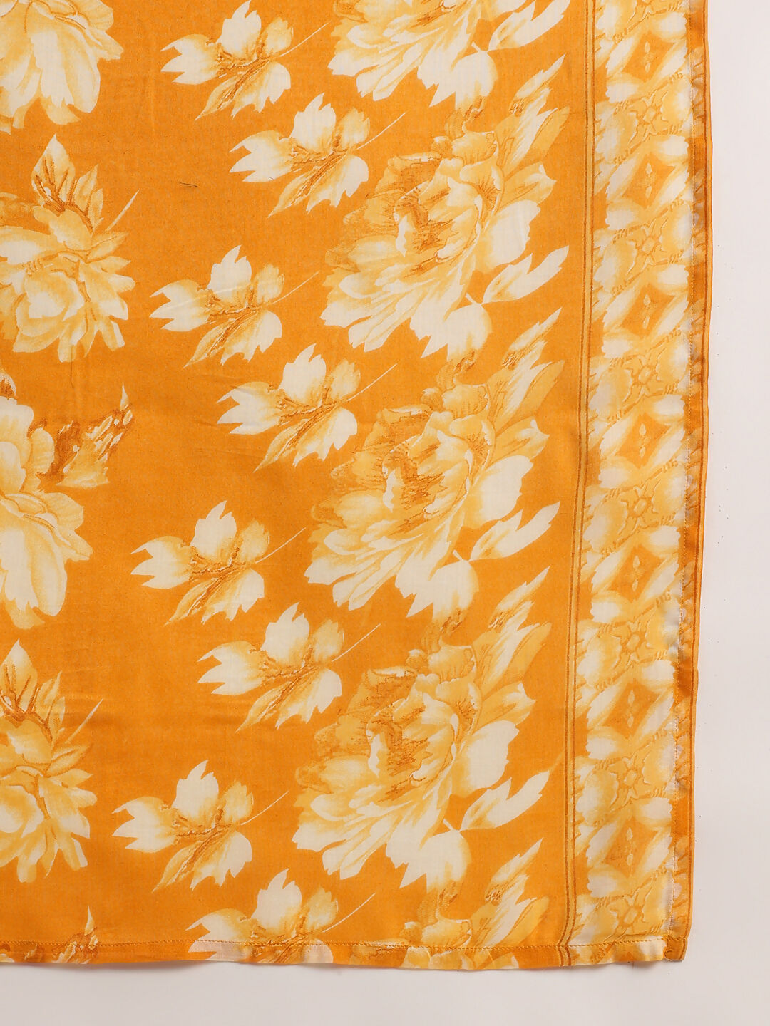 Aavyora Women Mustard Yellow Floral Printed Kurta with Chevron Printed Pants & Dupatta Set | Grocsy