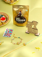 NVR Set of 2 Multicolor Gold Toned Radha Krishna Beaded Bhaiya Bhabhi Rakhi Combo | Grocsy