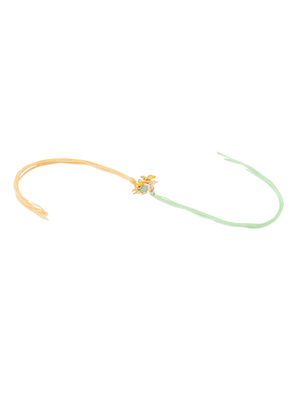 NVR Set of 2 Multicolor Gold Toned Radha Krishna Beaded Bhaiya Bhabhi Rakhi Combo | Grocsy