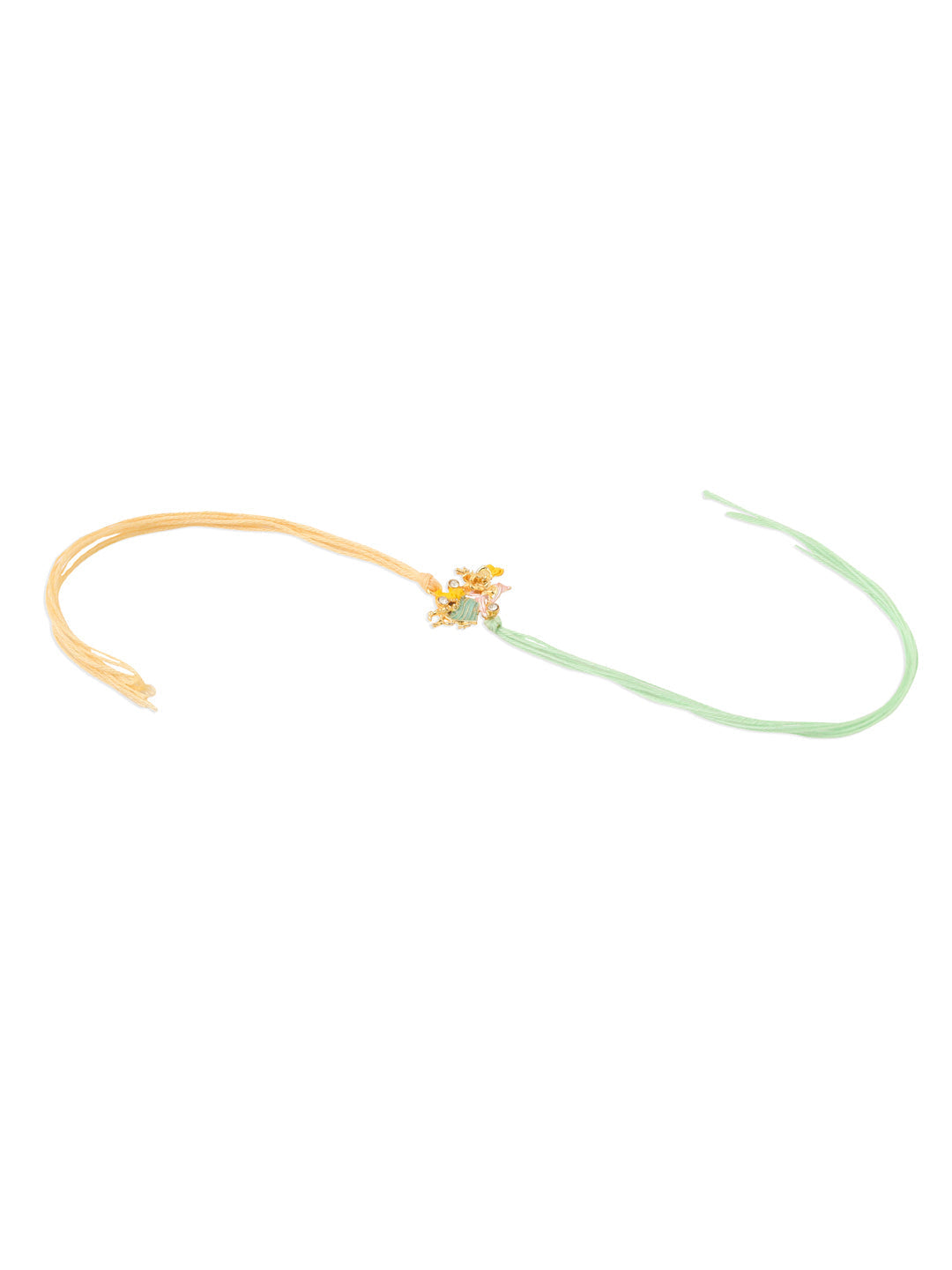 NVR Set of 2 Multicolor Gold Toned Radha Krishna Beaded Bhaiya Bhabhi Rakhi Combo | Grocsy