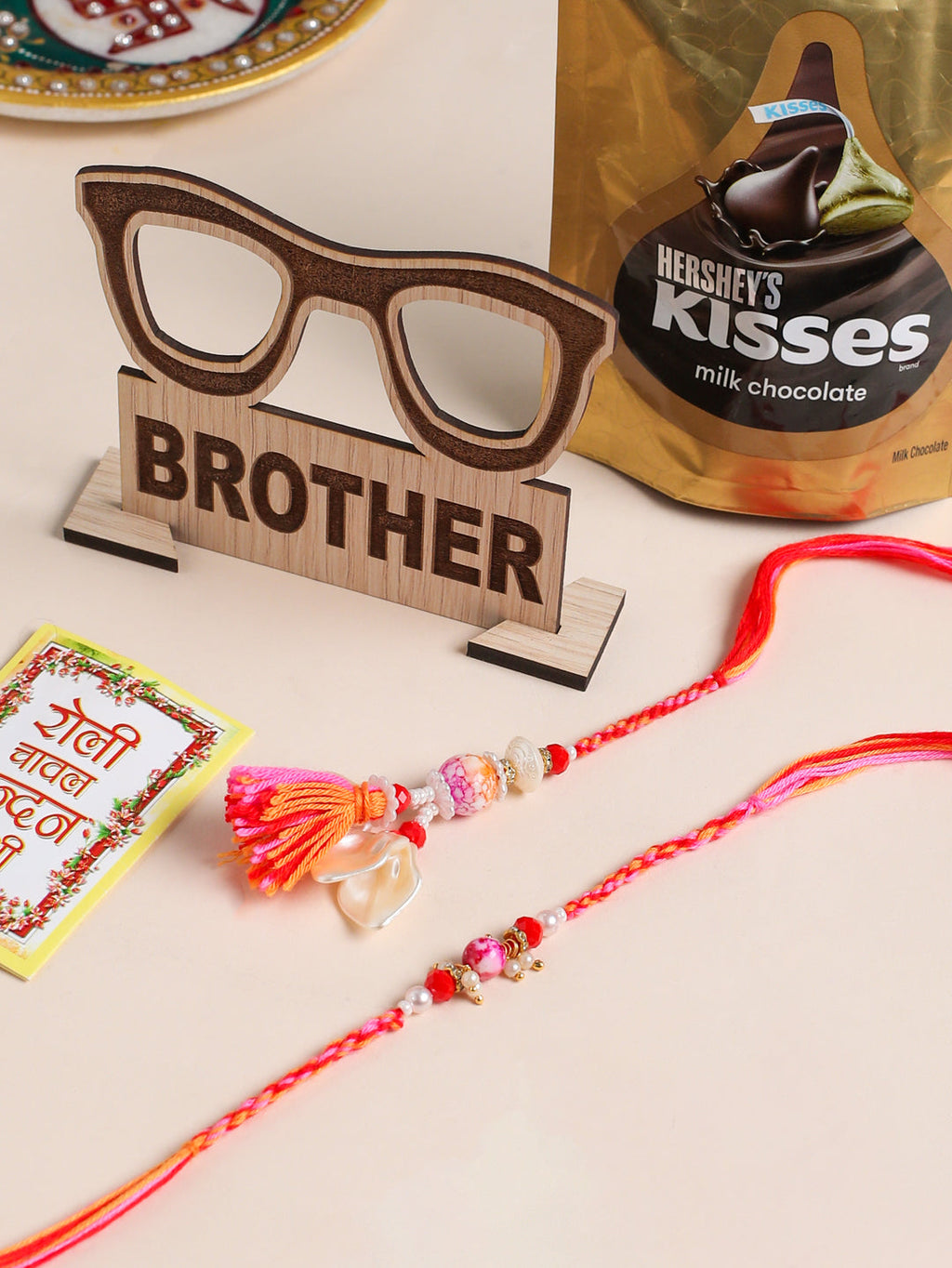 NVR Set of 2 Multicolor Artificial Stones & Beads Bhaiya Bhabhi Rakhi Combo | Grocsy