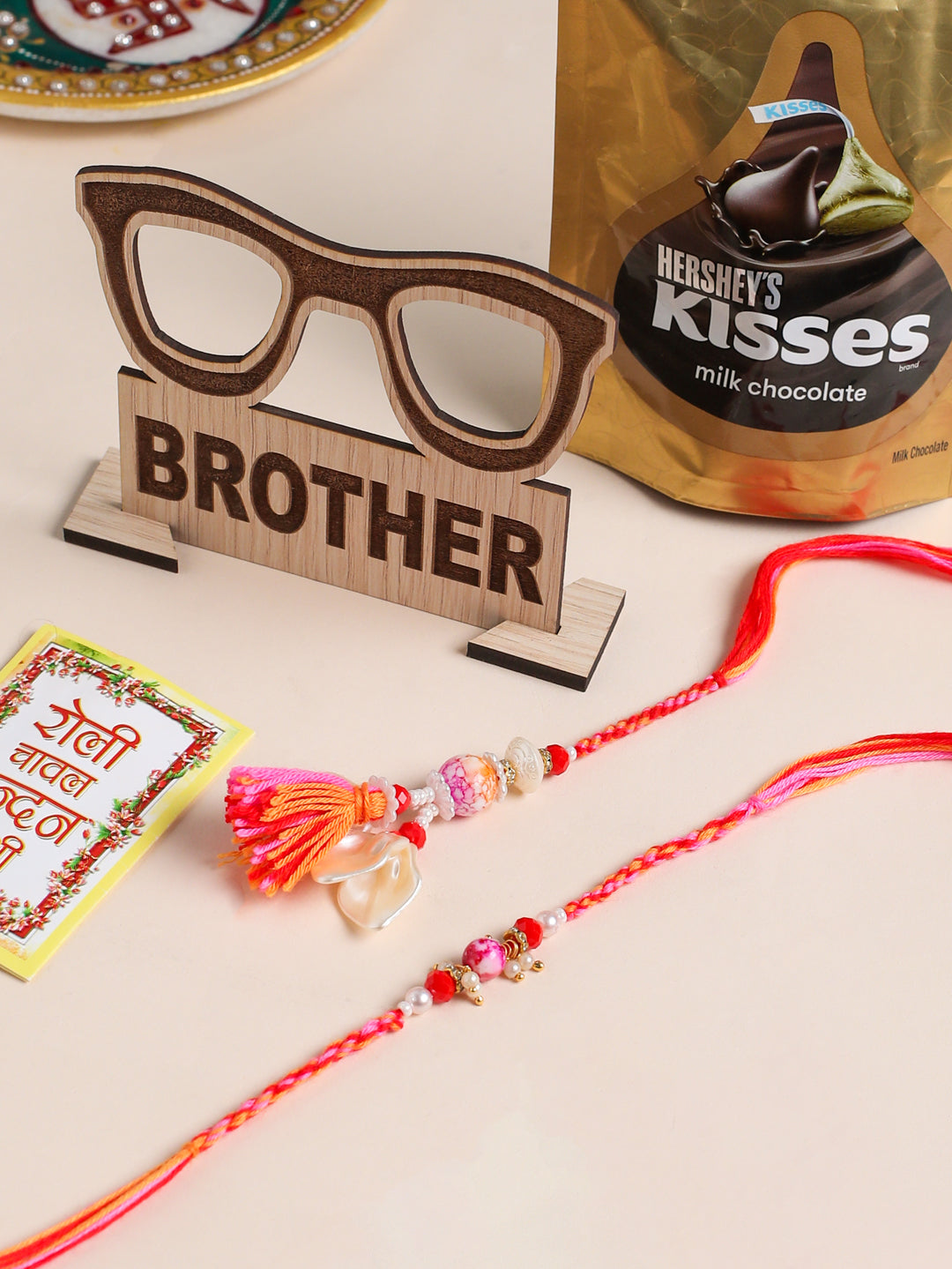 NVR Set of 2 Multicolor Artificial Stones & Beads Bhaiya Bhabhi Rakhi Combo | Grocsy
