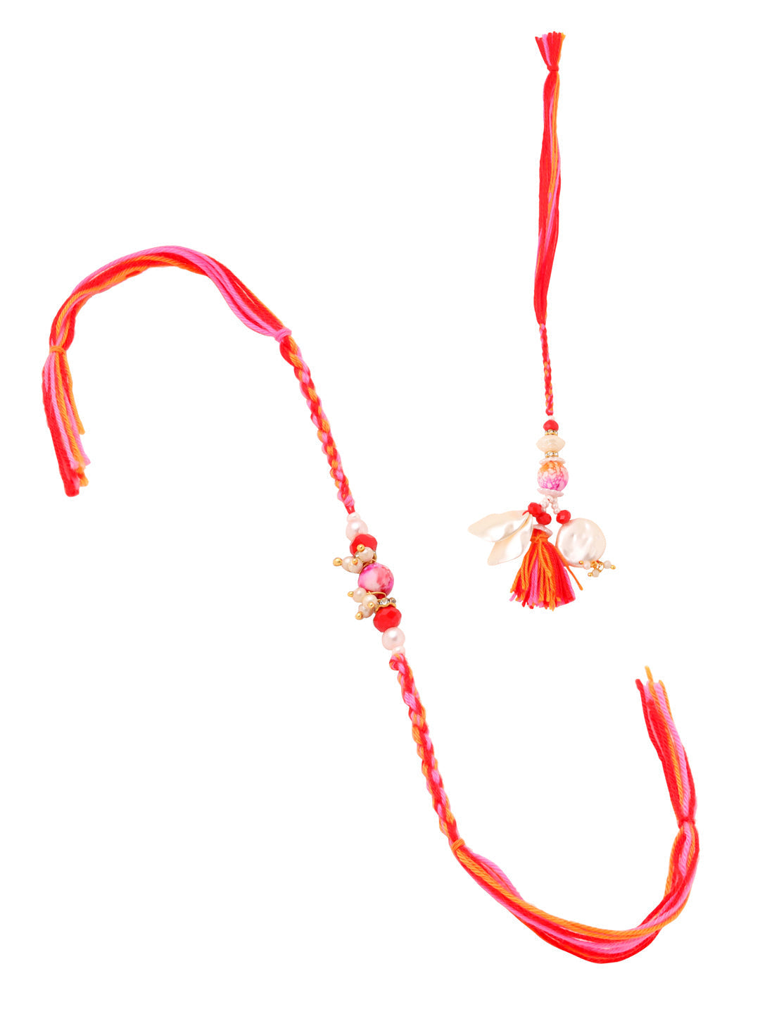 NVR Set of 2 Multicolor Artificial Stones & Beads Bhaiya Bhabhi Rakhi with Roli Chawal Chandan & Mishri | Grocsy