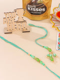 NVR Set of 2 Green Artificial Beads Bhaiya Bhabhi Rakhi, Combo for Rakshabandhan | Grocsy