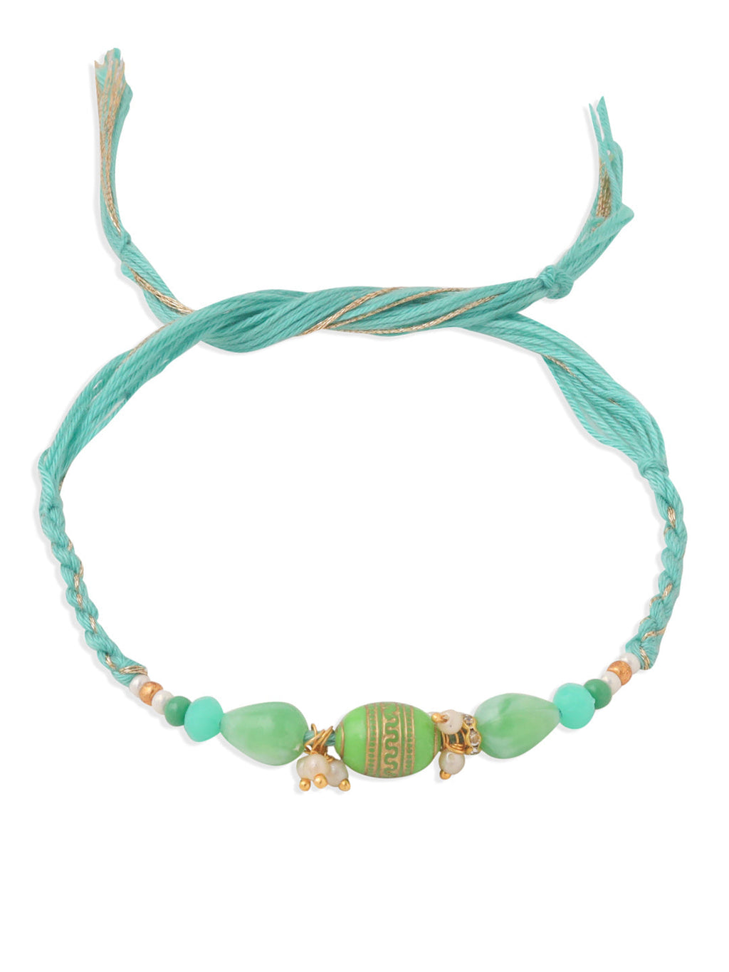 NVR Set of 2 Green Artificial Beads Bhaiya Bhabhi Rakhi, Combo for Rakshabandhan | Grocsy