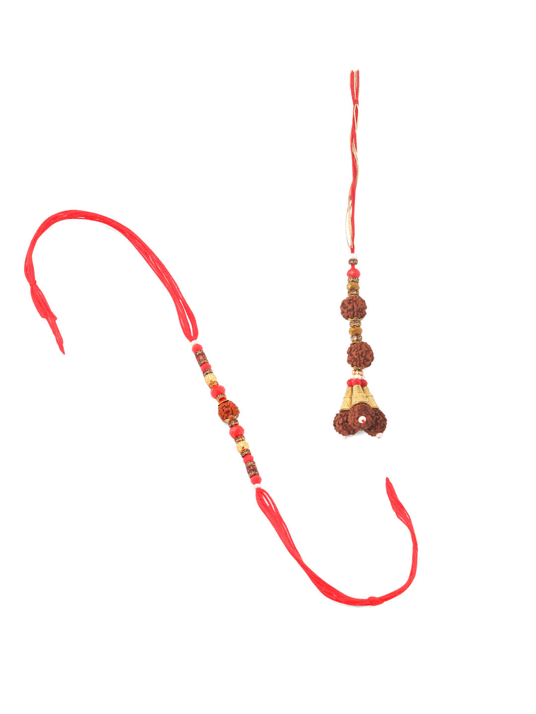 NVR Set of 2 Multicolor Rudraksh & Beads Bhaiya Bhabhi Rakhi Combo | Grocsy