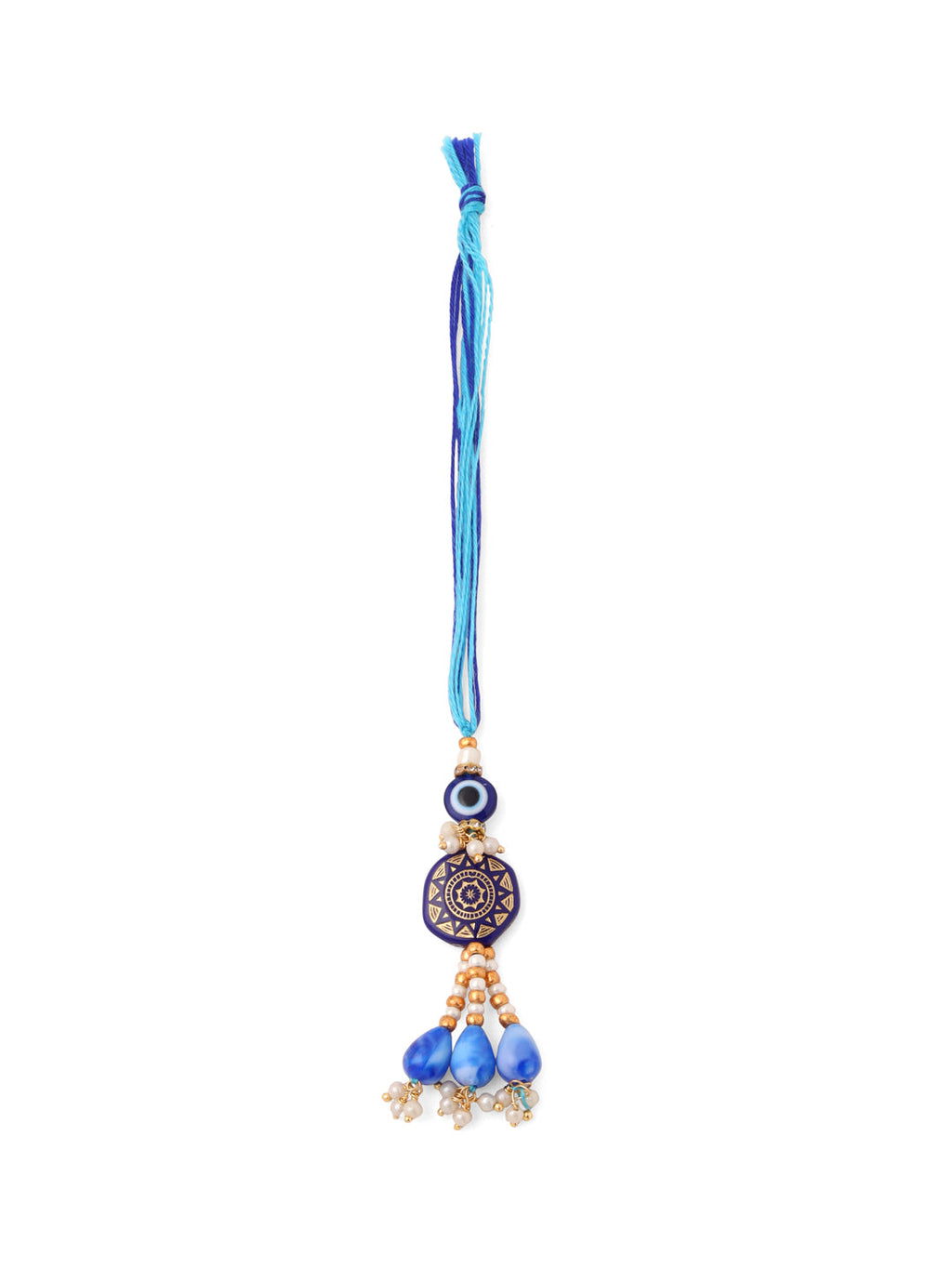 NVR Evil Eye Set of 2 Blue Artificial Beads Bhaiya Bhabhi Rakhi Combo | Grocsy