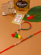 NVR Multicolor Artificial Beads Set of 2 Bhaiya Bhabhi Rakhi Combo | Grocsy